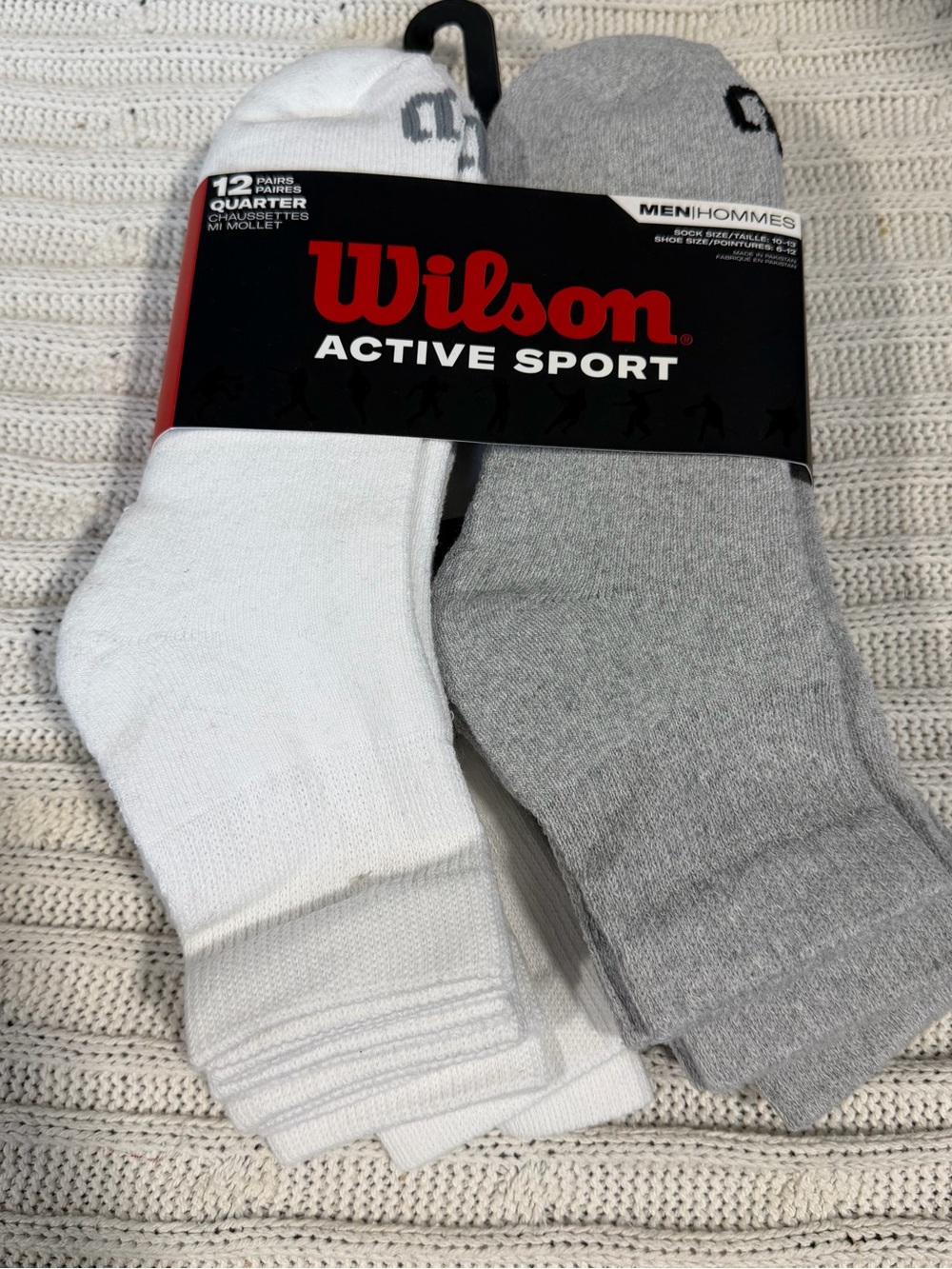 Wilson Active Sport Men’s Quarter Socks